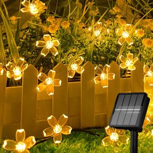 sakura flower string solar light
