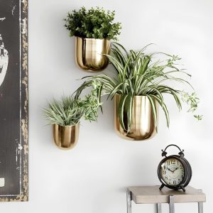 gold finish indoor and outdoor vertical garden hanging flower pot planter